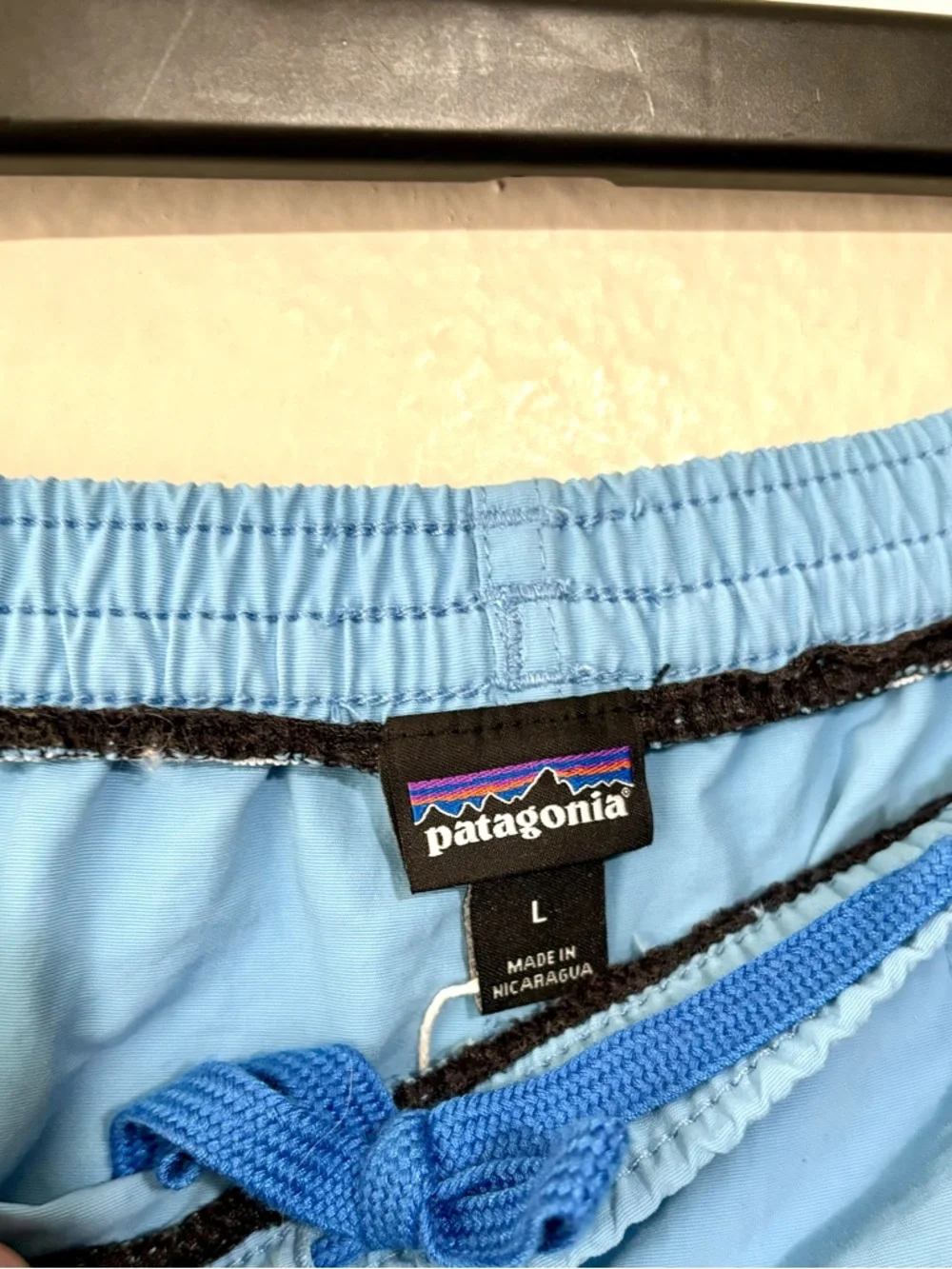Patagonia Baggies Shorts Mens Large Light Blue Nylon Back Pocket